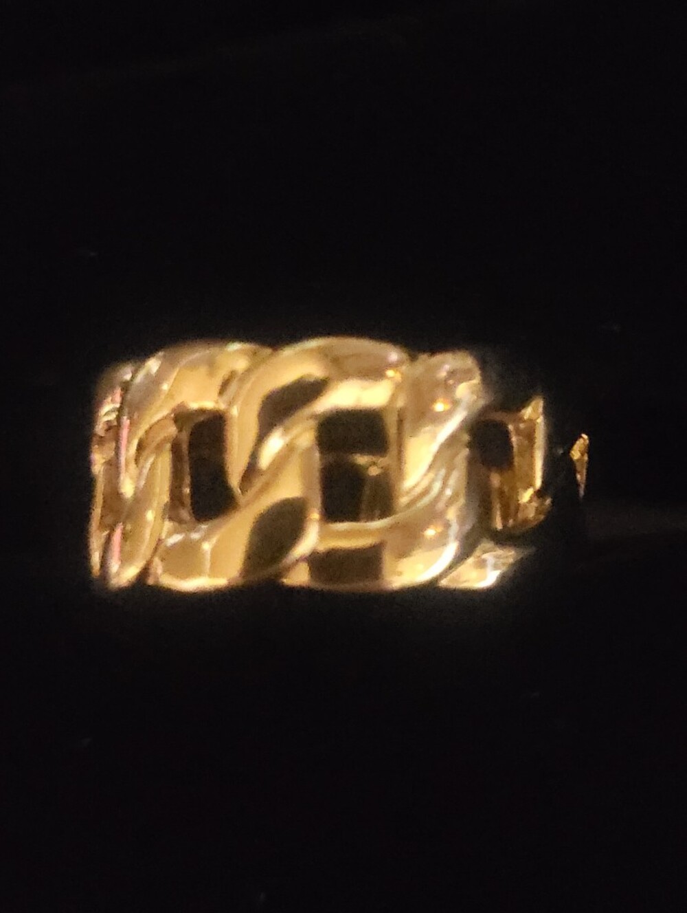 Chunky Gold Cuban Link Ring - Bold Statement Chain Band